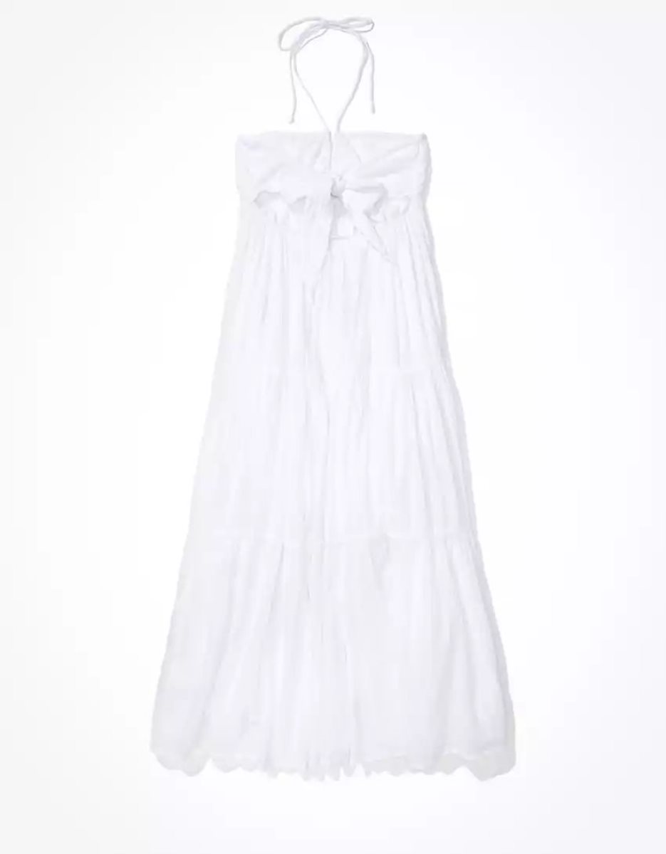 Robe Mi-longue American Eagle AE Ruched Halter Blanche Femme | DLO-14521128